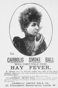 Annonce for Carbolic Smoke Ball, en kur mod høfeber (print) af English School